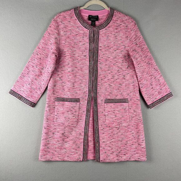 St.John For Mary Kay Long Tweed Jacket Womens 4 Pink Wool Classic Colorful NWT - Picture 1 of 16